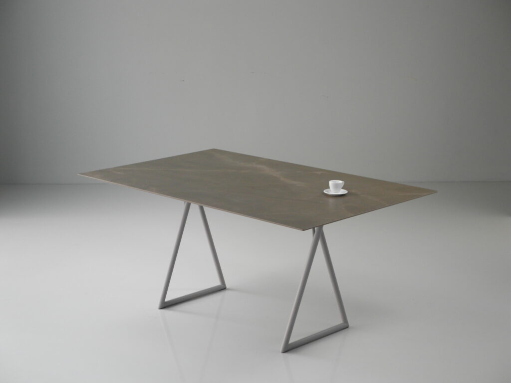 furniture design esstisch keramiplatte designermoebel designgalerie gestell stahl grau e c ø30 by f maurer 2