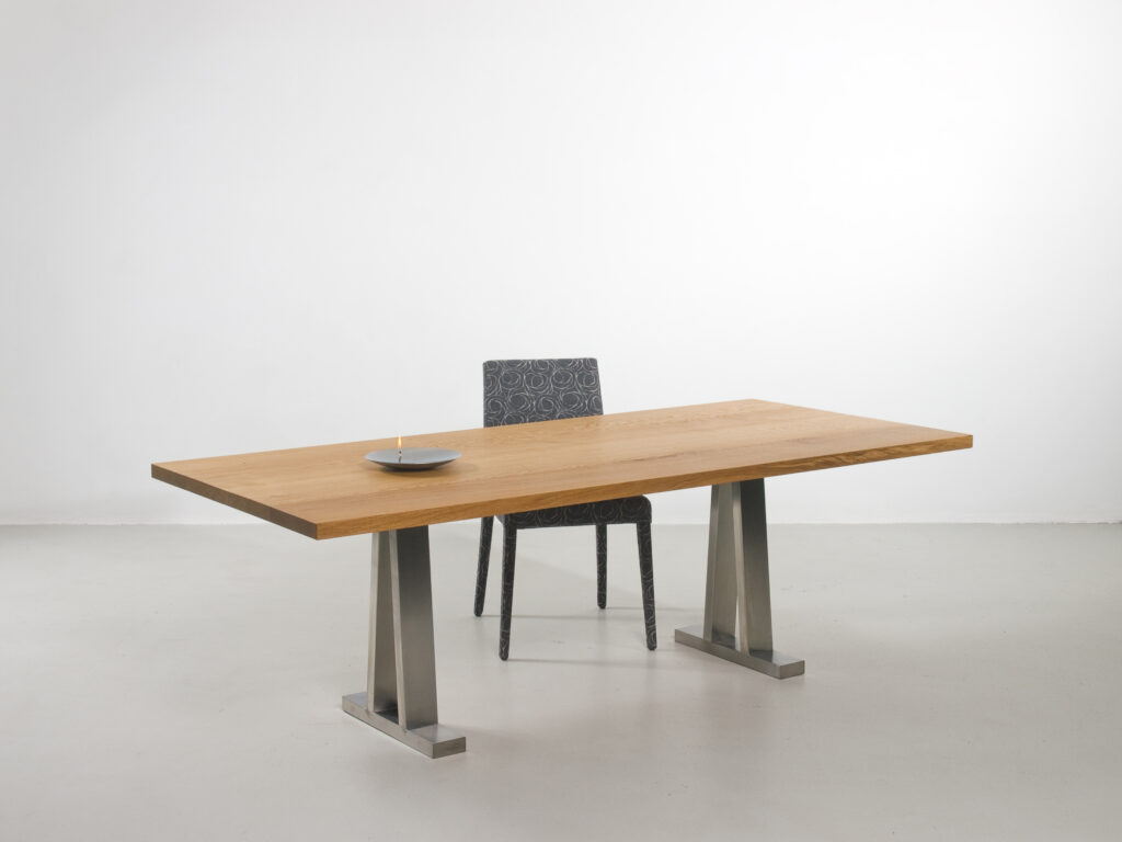 furniture design dining table multitree masiv wood oak straight designer furniture with niro frame a4x10 design by f maurer