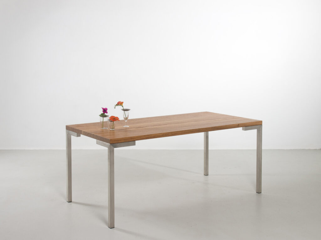 furniture design dining table multitree masiv wood oak straight designer furniture with niro frame y4x4 design by f maurer