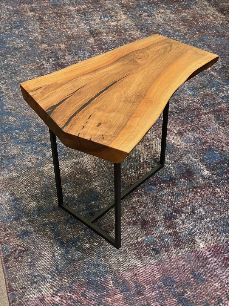 furniture design furniture side table coffee table sofa table trunk wood solid walnut natural edge resin designer furniture by f maurer 1