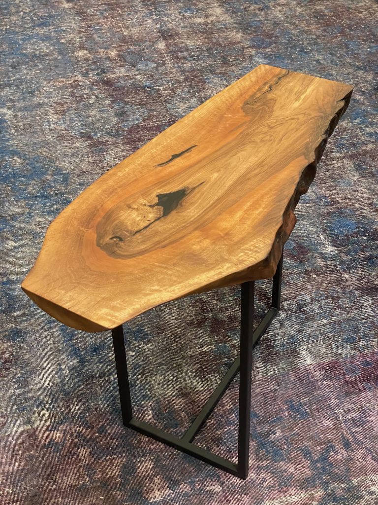 furniture design furniture side table coffee table sofa table trunk wood solid walnut natural edge resin designer furniture by f maurer 2