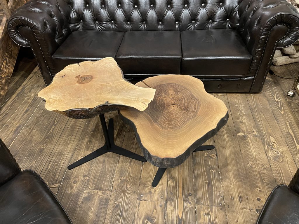 furniture design furniture side table coffee table sofa table trunk wood solid walnut natural edge resin designer furniture by f maurer 7 2